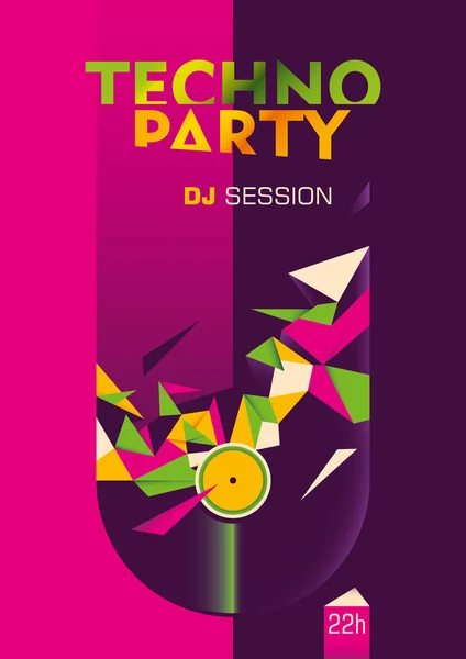 Diseño abstracto de póster de fiesta techno en color . — Vector de stock