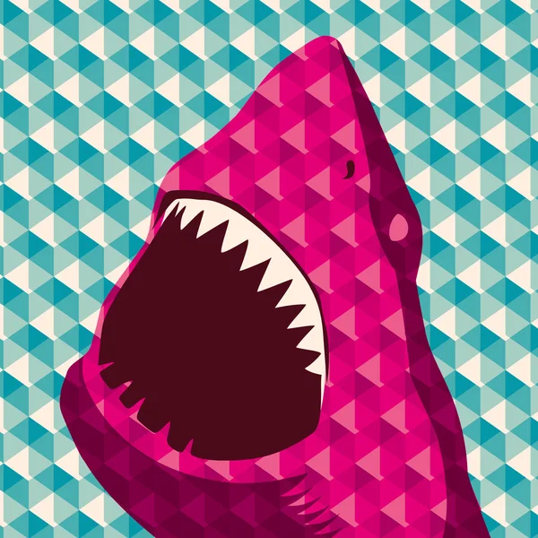 Köpekbalığı ile geometrik arka plan. — Stok Vektör
