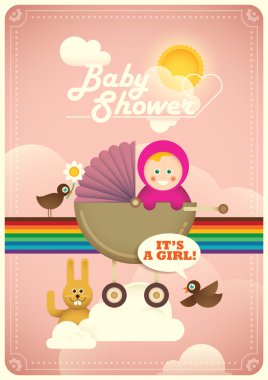 Komik hayvanlar renkli bebek duş poster.