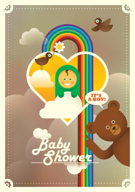 Erkek bebek ile çizgi roman illüstrasyon.