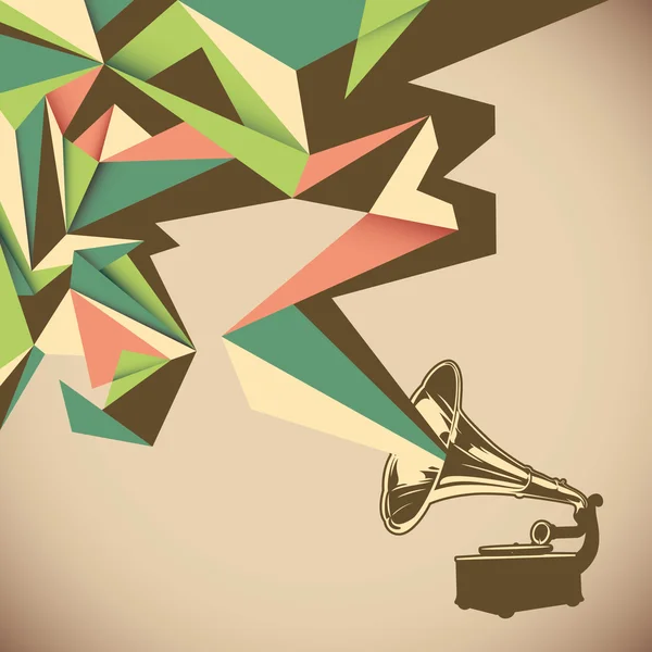 Abstraction angulaire avec vieux gramophone . — Image vectorielle