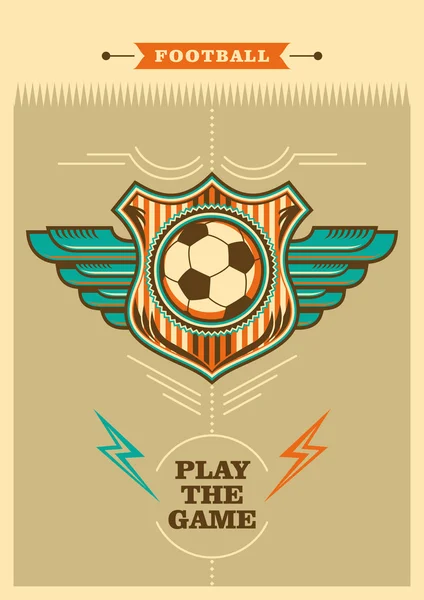 Retro football poster with coat of arms. — Stock Vector