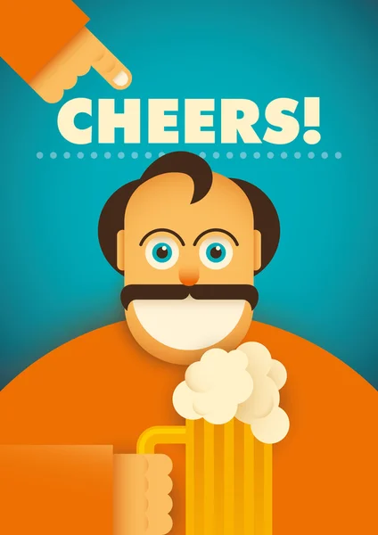 Komische kerel met glas bier. Vectorillustratie. — Stockvector