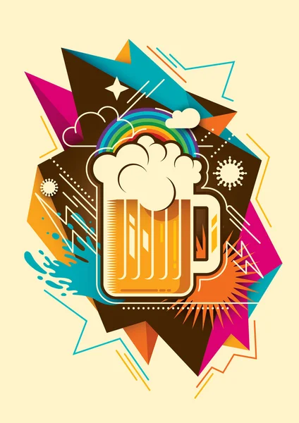 Abstraction with glass of beer. — Stock Vector