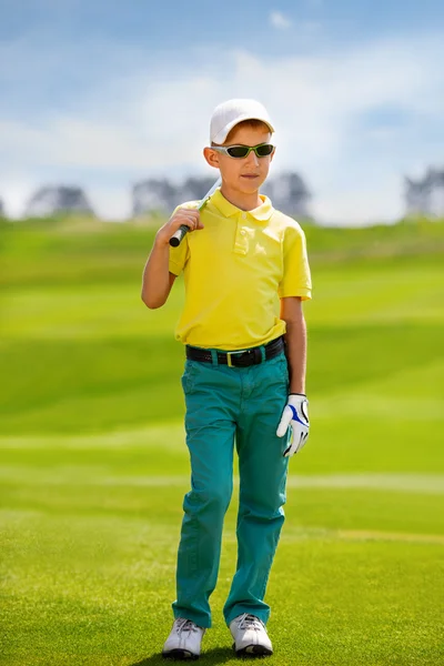 Fiú golfozó portréja — Stock Fotó