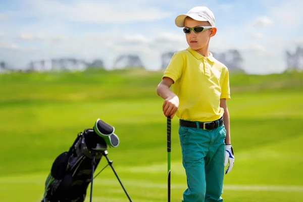 Çocuk golfçü portresi — Stok fotoğraf