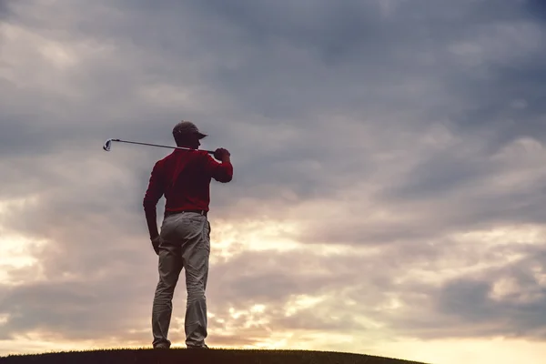 Homem golfista silhueta — Fotografia de Stock