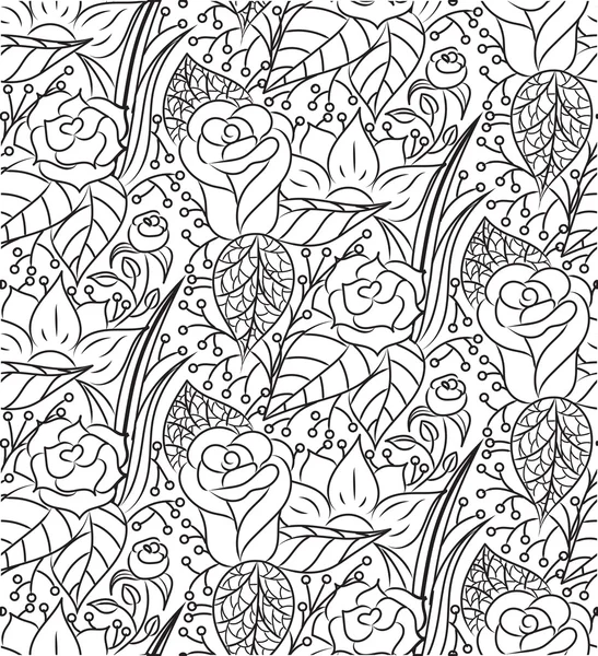 Vetor sem costura abstrato desenhado à mão textura floral — Vetor de Stock