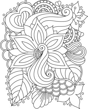 Vektör soyut çizilmiş çiçek doku