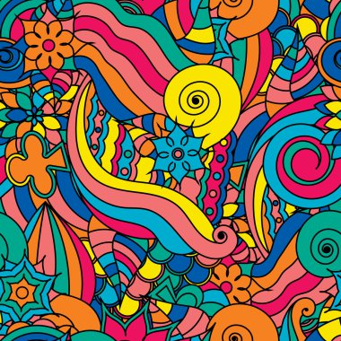 Vektör canlı kesintisiz soyut el çizilmiş desen