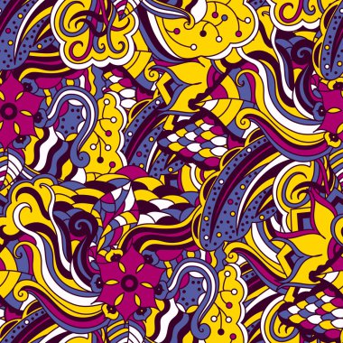 Vektör canlı kesintisiz soyut el çizilmiş desen