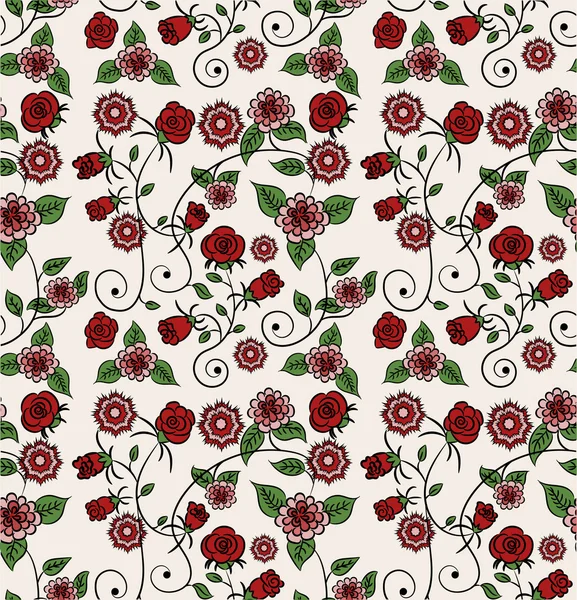 Rot und rosa Blumenmuster. — Stockvektor