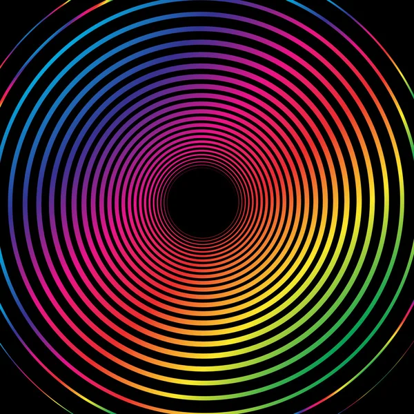 Espiral arco iris sobre fondo negro — Vector de stock