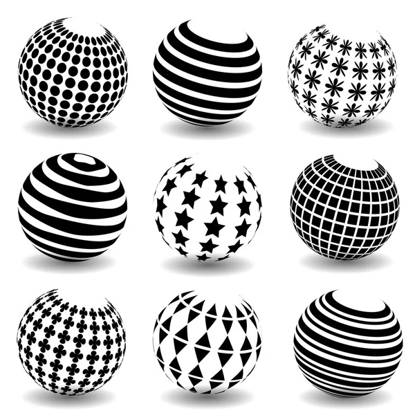 Ensemble abstrait noir de boules . — Image vectorielle