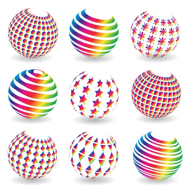 Ensemble abstrait coloré de boules . — Image vectorielle