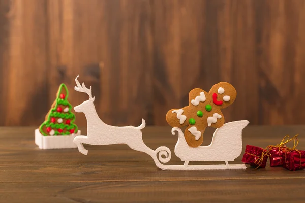 Christmas cookies. chip cookies on rustic wooden table. holiday cake. holiday biscuit. Biscuits. Stacked chocolate chip cookies on paper napkin. — Stock Photo, Image