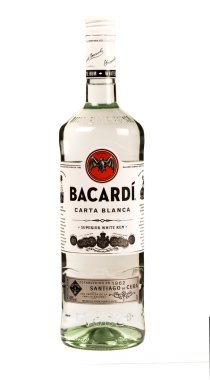 Okuma Moldova 7 Nisan 2016. Bacardi ROM buz boş bir cam şişe.