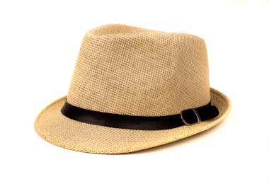 Beyaz arka plan, beyaz arka plan üzerinde izole kahverengi hasır şapka üzerinde izole oldukça hasır şapka
