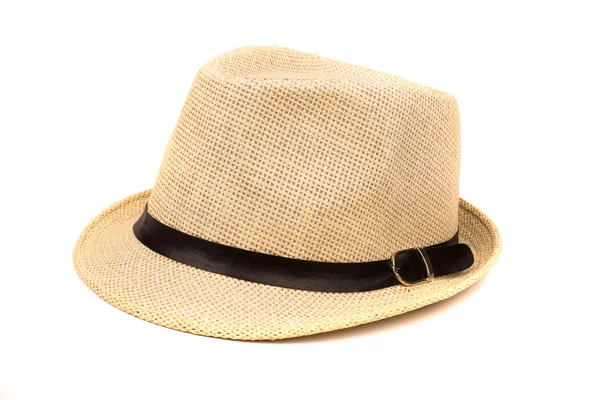 Pretty straw hat isolated on white background, Brown straw hat isolated on white background — Stock Photo, Image