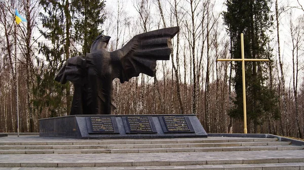 Památník Afghánských Vojáků Parku Ternopil Sochařské Kompozice Kamene Kovu Fragment — Stock fotografie