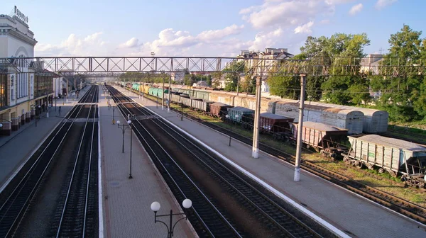 Estação Ferroviária Ternopil Ferrovias Ucranianas Transporte Ferroviário Mercadorias — Fotografia de Stock