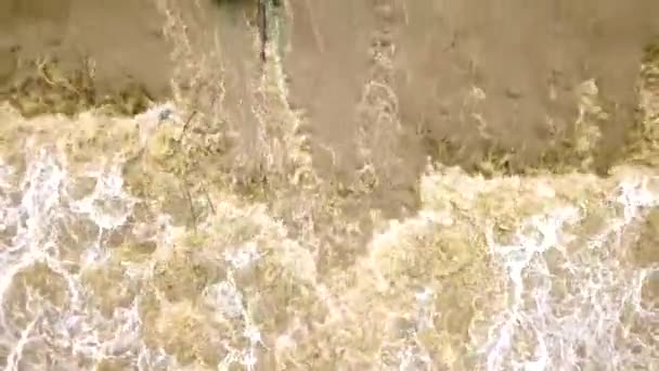 Vista Aérea Rio Sujo Com Água Lamacenta Período Inundação Durante — Vídeo de Stock