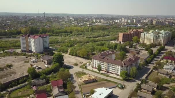 Vue Aérienne Maison Brique Inachevée Avec Structure Cadre Toit Bois — Video