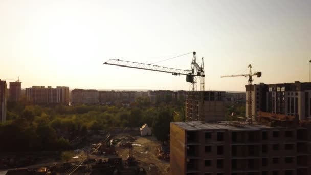 Aerial View Tall Residential Apartment Buildings Construction — Stock Video