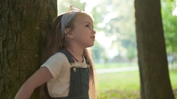 Porträt Eines Glücklichen Süßen Mädchens Sommer Freien — Stockvideo