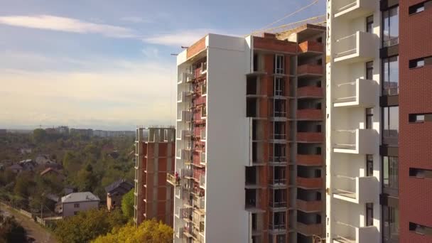 Vista Aérea Edifício Residencial Alto Apartamento Construção Desenvolvimento Imobiliário — Vídeo de Stock