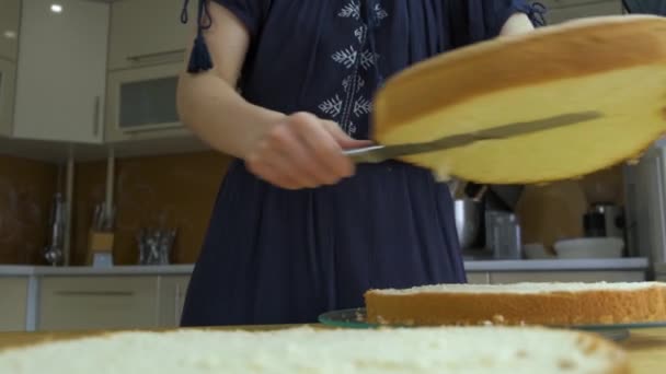 Zbliżenie Kobieta Ręce Cięcia Pieczone Herbatnik Dla Słodkie Ciasto — Wideo stockowe