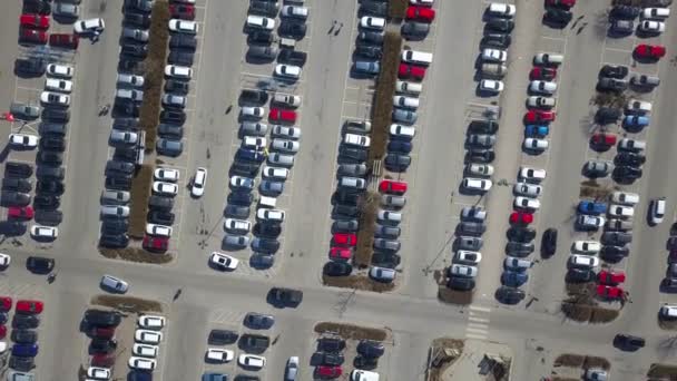 Nejlepší Letecký Pohled Mnoho Automobilů Parkovišti Nebo Prodej Auta Prodejce — Stock video