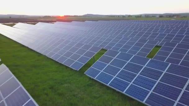 Green Field Solar Energy Panels Renewable Electricity Production — Stock Video