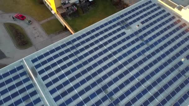 Solar Power Panels Top Residential Building Roof Producing Green Ecological — Stock Video