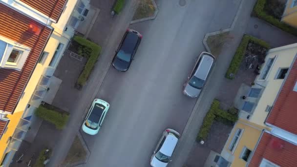 Aerial View Suburban Area Residential Houses Parked Cars — Stock Video