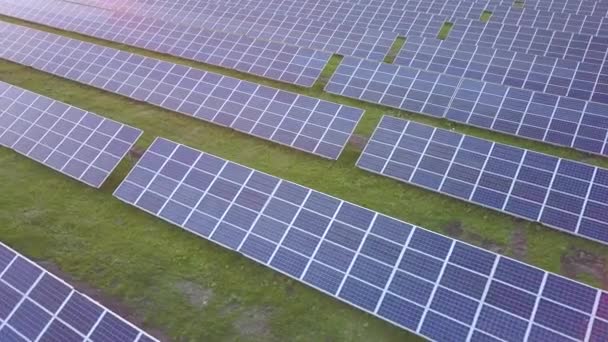 Vista Aérea Del Campo Verde Con Paneles Energía Solar Para — Vídeos de Stock