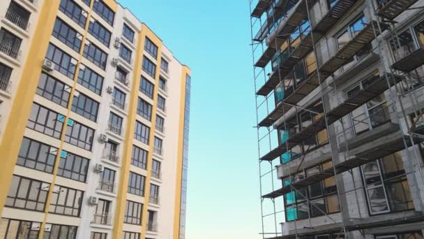 Lucht Uitzicht Hoge Residentiële Appartement Gebouw Aanbouw Ontwikkeling Van Onroerend — Stockvideo