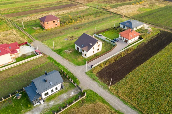 Letecký Pohled Střechy Domů Obytné Venkovské Oblasti — Stock fotografie