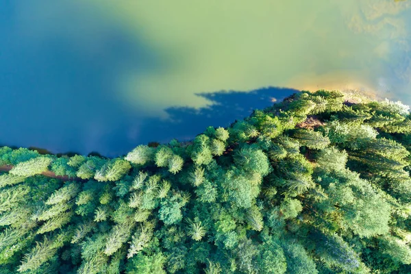 Von Oben Nach Unten Luftaufnahme Des Großen Sees Mit Klarem — Stockfoto
