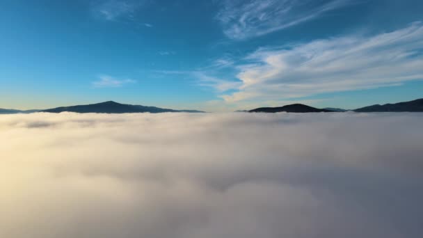 Vue Aérienne Couchers Soleil Éclatants Sur Des Nuages Blancs Denses — Video