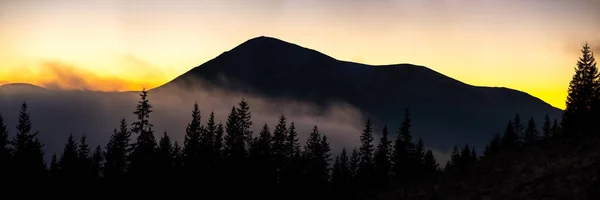 Красива Гірська Панорама Ландшафту Вологими Вершинами Туманною Лісистою Долиною Заході — стокове фото