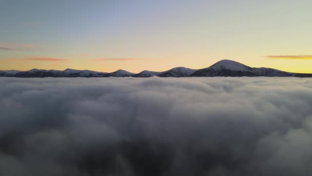 Vue Aérienne Lever Soleil Éclatant Sur Des Nuages Blancs Denses — Video