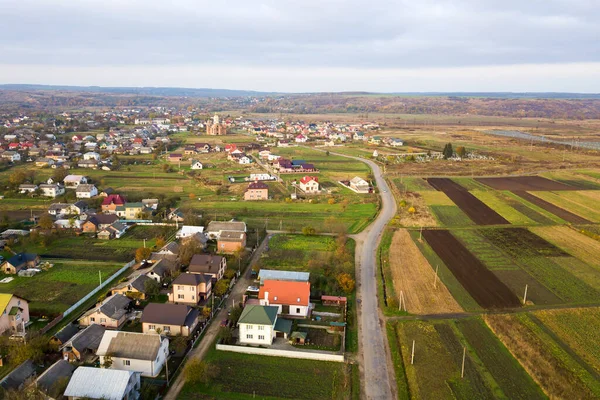 Vista Aérea Los Tejados Las Casas Zona Residencial Del Barrio — Foto de Stock