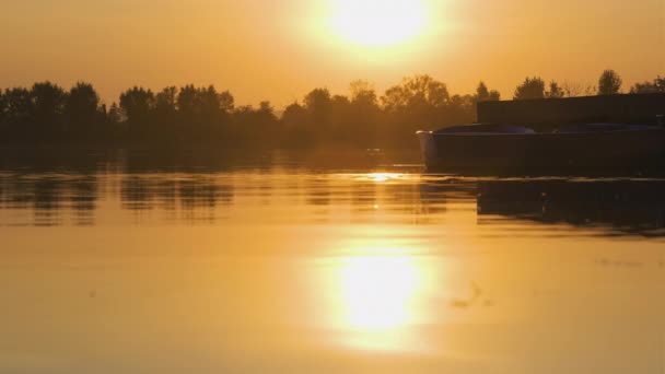 Glänzende Oberfläche Des Seewassers Mit Wellen Die Den Strahlend Gelben — Stockvideo