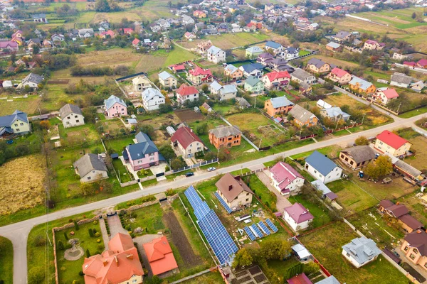 Vista Aérea Los Tejados Las Casas Zona Residencial Del Barrio — Foto de Stock