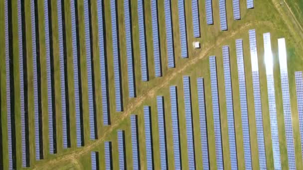 Aerial View Big Sustainable Electric Power Plant Many Rows Solar — Stock Video