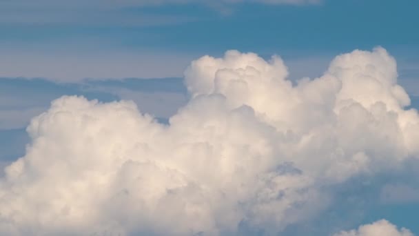 Tiden Förflutit Bilder Snabb Rörelse Vit Puffy Cumulus Moln Blå — Stockvideo