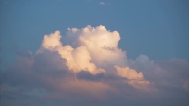 時間経過映像の速い移動白いパフィー積雲上の青い澄んだ空 — ストック動画