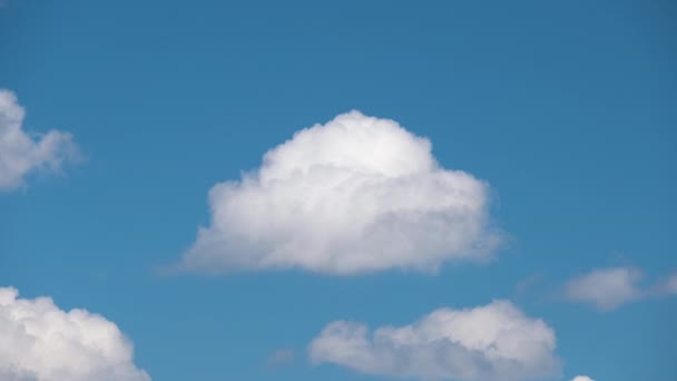 Time Lapse Footage Fast Moving White Puffy Cumulus Clouds Blue — Vídeo de Stock