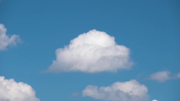 Time Lapse Footage Fast Moving White Puffy Cumulus Clouds Blue — Stock Video